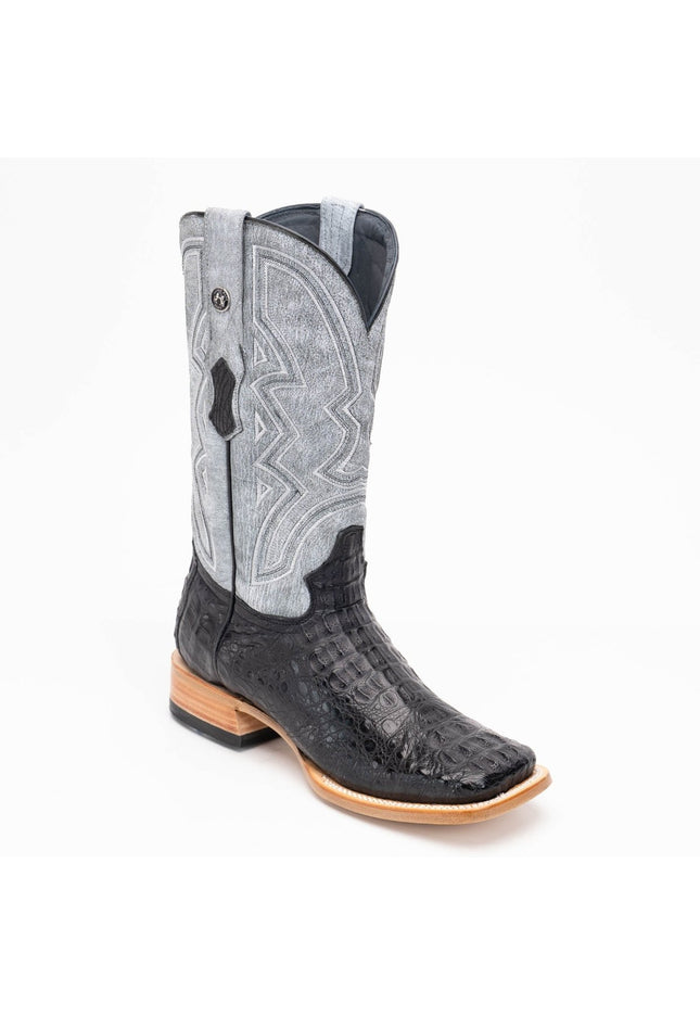 TANNER MARK MEN'S EXOTIC LEATHER Croc Hornback Black Cowboy Boots EE - WIDE - Rancho Sementalvariable