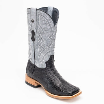 TANNER MARK MEN'S EXOTIC LEATHER Croc Hornback Black Cowboy Boots EE - WIDE - Rancho Sementalvariable