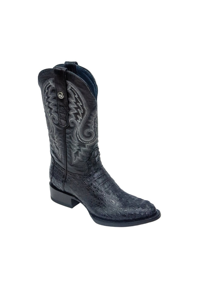 TANNER MARK MEN'S EXOTIC LEATHER Croc Hornback Black Cowboy Boots - Rancho Sementalvariable