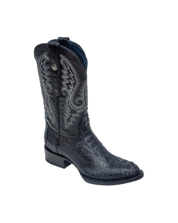 TANNER MARK MEN'S EXOTIC LEATHER Croc Hornback Black Cowboy Boots - Rancho Sementalvariable