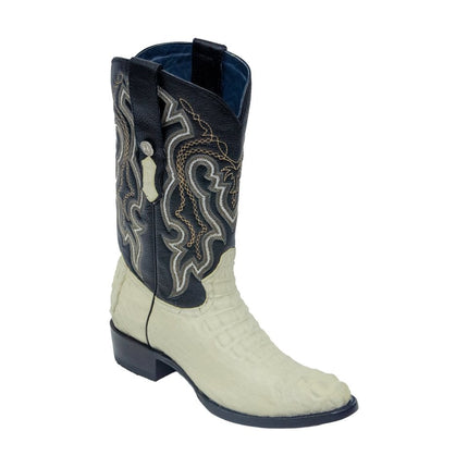 TANNER MARK MEN'S EXOTIC LEATHER Croc Hornback Bone Cowboy Boots - Rancho Sementalvariable