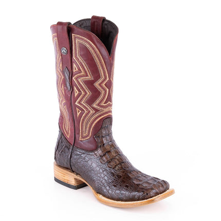 TANNER MARK MEN'S EXOTIC LEATHER Croc Hornback Brown Cowboy Boots EE - WIDE - Rancho Sementalvariable