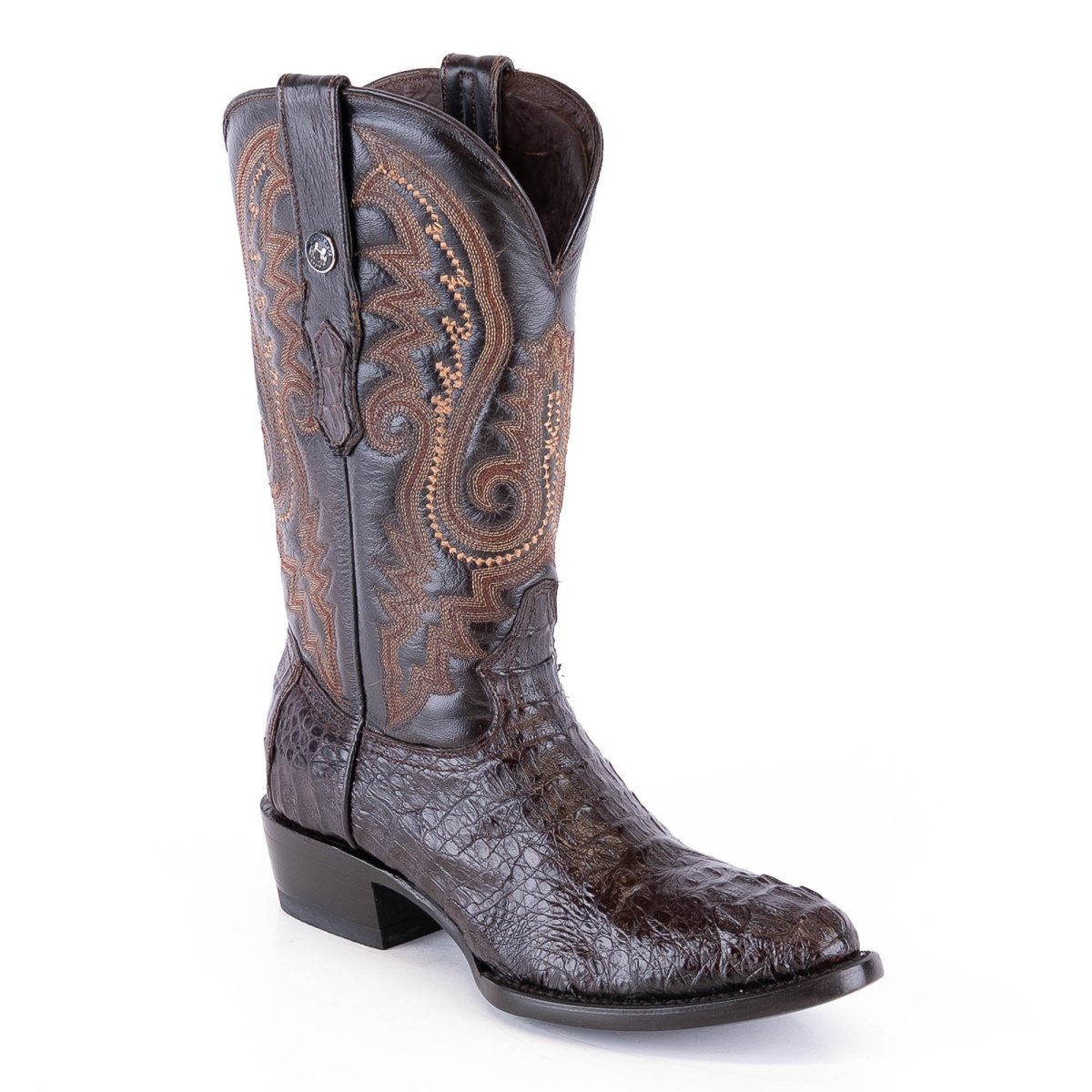 TANNER MARK MEN'S EXOTIC LEATHER Croc Hornback Brown Cowboy Boots - Rancho Sementalvariable