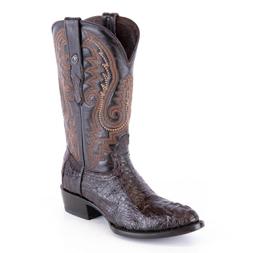 TANNER MARK MEN'S EXOTIC LEATHER Croc Hornback Brown Cowboy Boots - Rancho Sementalvariable