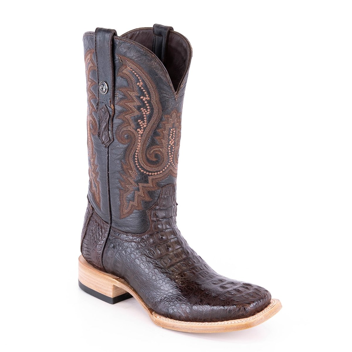 TANNER MARK MEN'S EXOTIC LEATHER Croc Hornback Brown Cowboy Boots - Rancho Sementalvariable