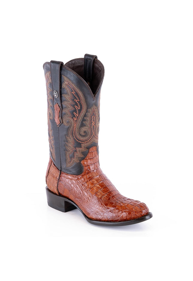 TANNER MARK MEN'S EXOTIC LEATHER Croc Hornback Cognac Cowboy Boots - Rancho Sementalvariable