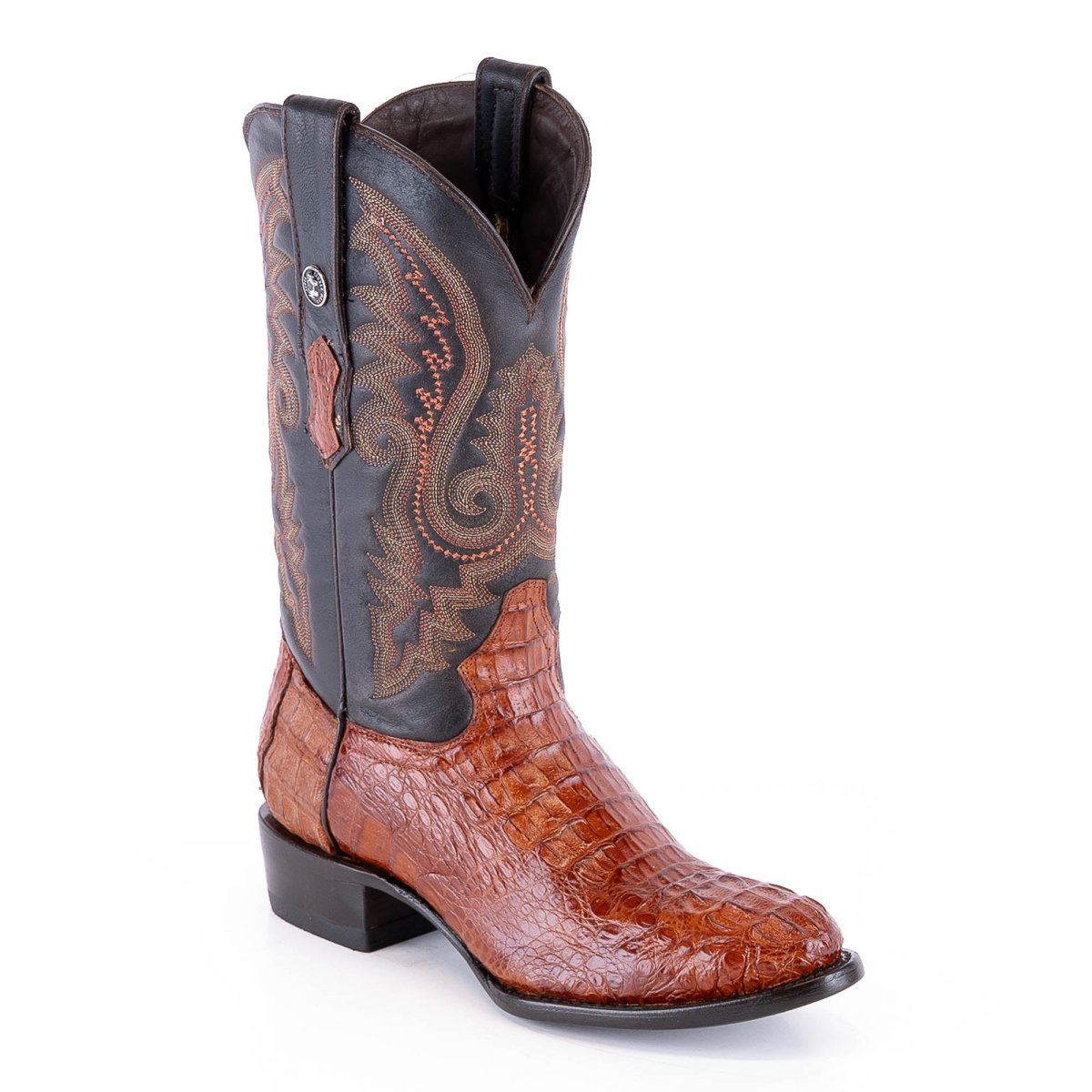 TANNER MARK MEN'S EXOTIC LEATHER Croc Hornback Cognac Cowboy Boots - Rancho Sementalvariable