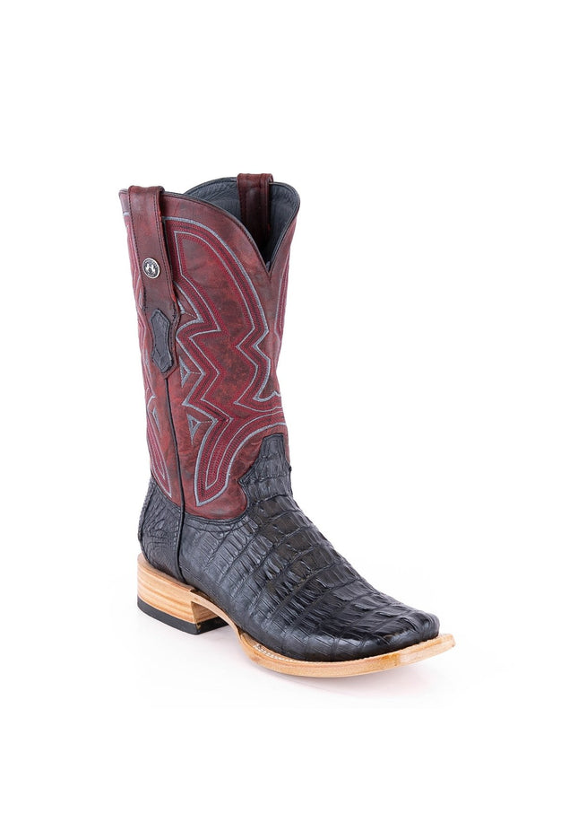 TANNER MARK MEN'S EXOTIC LEATHER Croc Tail Black Cowboy Boots EE - WIDE - Rancho Sementalvariable