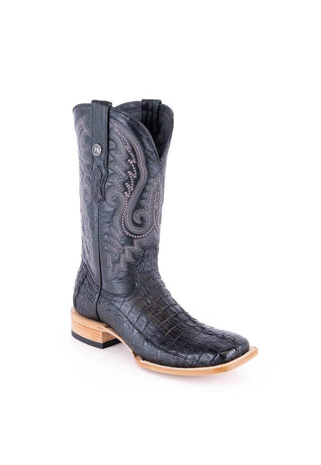 TANNER MARK MEN'S EXOTIC LEATHER Croc Tail Black Cowboy Boots - Rancho Sementalvariable