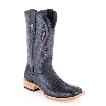 TANNER MARK MEN'S EXOTIC LEATHER Croc Tail Black Cowboy Boots - Rancho Sementalvariable