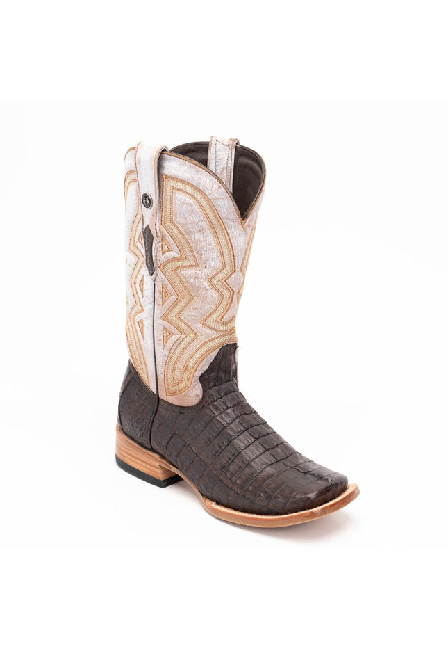 TANNER MARK MEN'S EXOTIC LEATHER Croc Tail Brown Cowboy Boots EE - WIDE - Rancho Sementalvariable