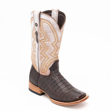 TANNER MARK MEN'S EXOTIC LEATHER Croc Tail Brown Cowboy Boots EE - WIDE - Rancho Sementalvariable