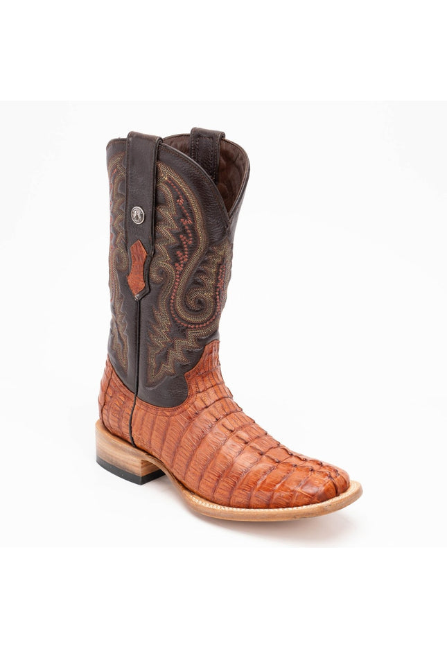 TANNER MARK MEN'S EXOTIC LEATHER Croc Tail Cognac Cowboy Boots - Rancho Sementalvariable