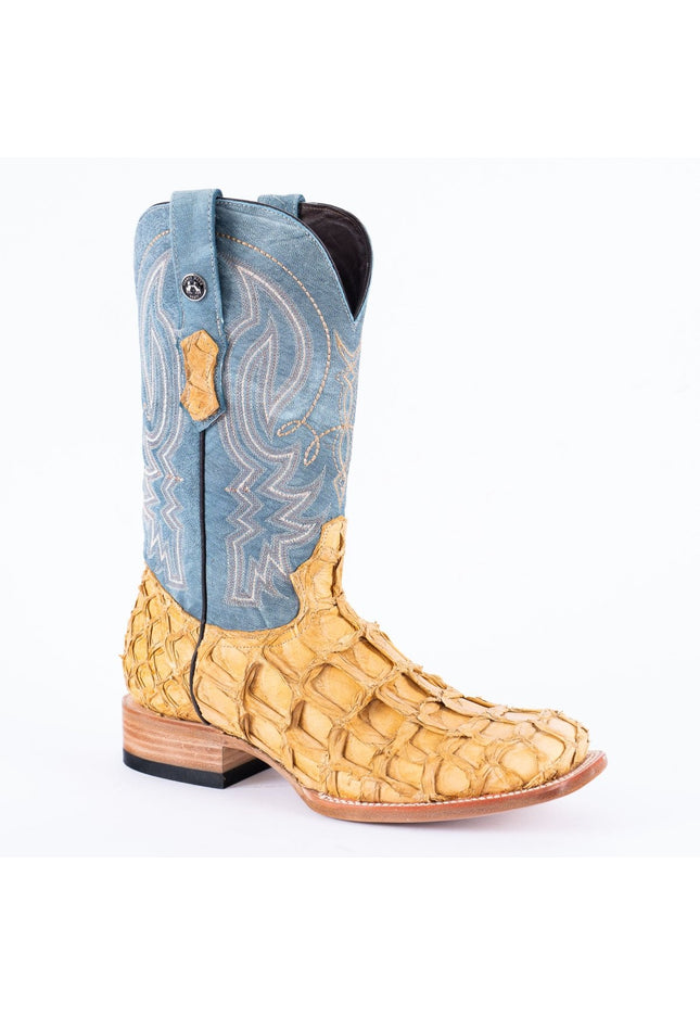 TANNER MARK MEN'S EXOTIC LEATHER Fish Antique Pull up Cowboy Boots - Rancho Sementalvariable