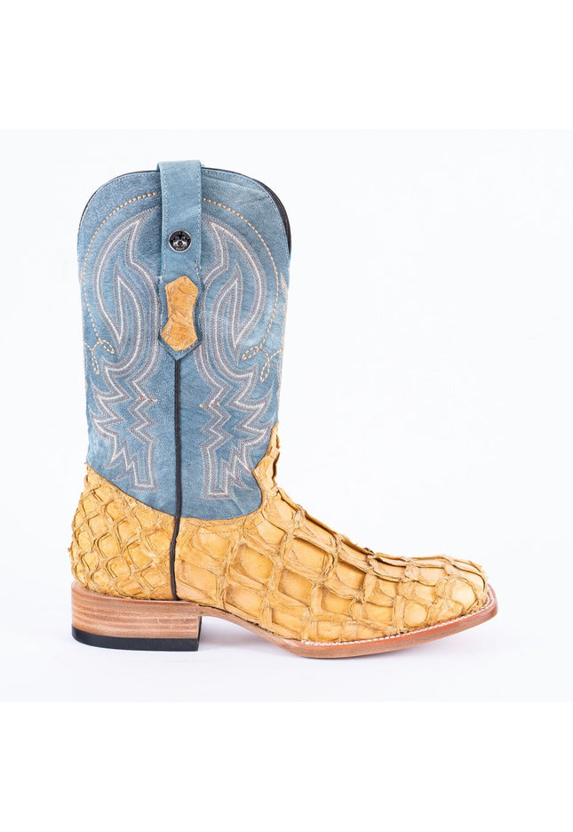 TANNER MARK MEN'S EXOTIC LEATHER Fish Antique Pull up Cowboy Boots - Rancho Sementalvariable
