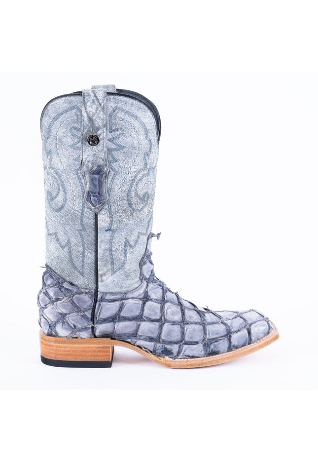 TANNER MARK MEN'S EXOTIC LEATHER Fish Blue Shine Cowboy Boots - Rancho Sementalvariable