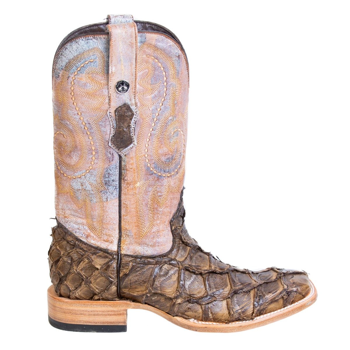 TANNER MARK MEN'S EXOTIC LEATHER Fish Petrified Oak Cowboy Boots - Rancho Sementalvariable