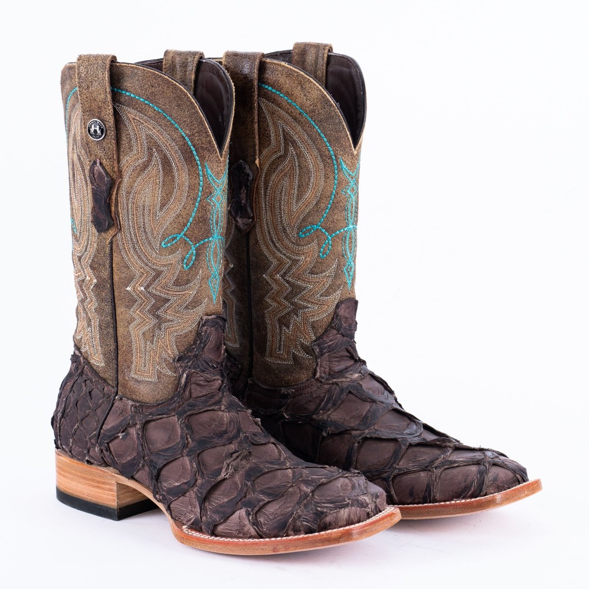 TANNER MARK MEN'S EXOTIC LEATHER Fish Puse Tabacco Cowboy Boots - Rancho Sementalvariable