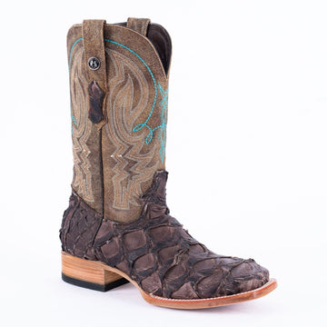 TANNER MARK MEN'S EXOTIC LEATHER Fish Puse Tabacco Cowboy Boots - Rancho Sementalvariable