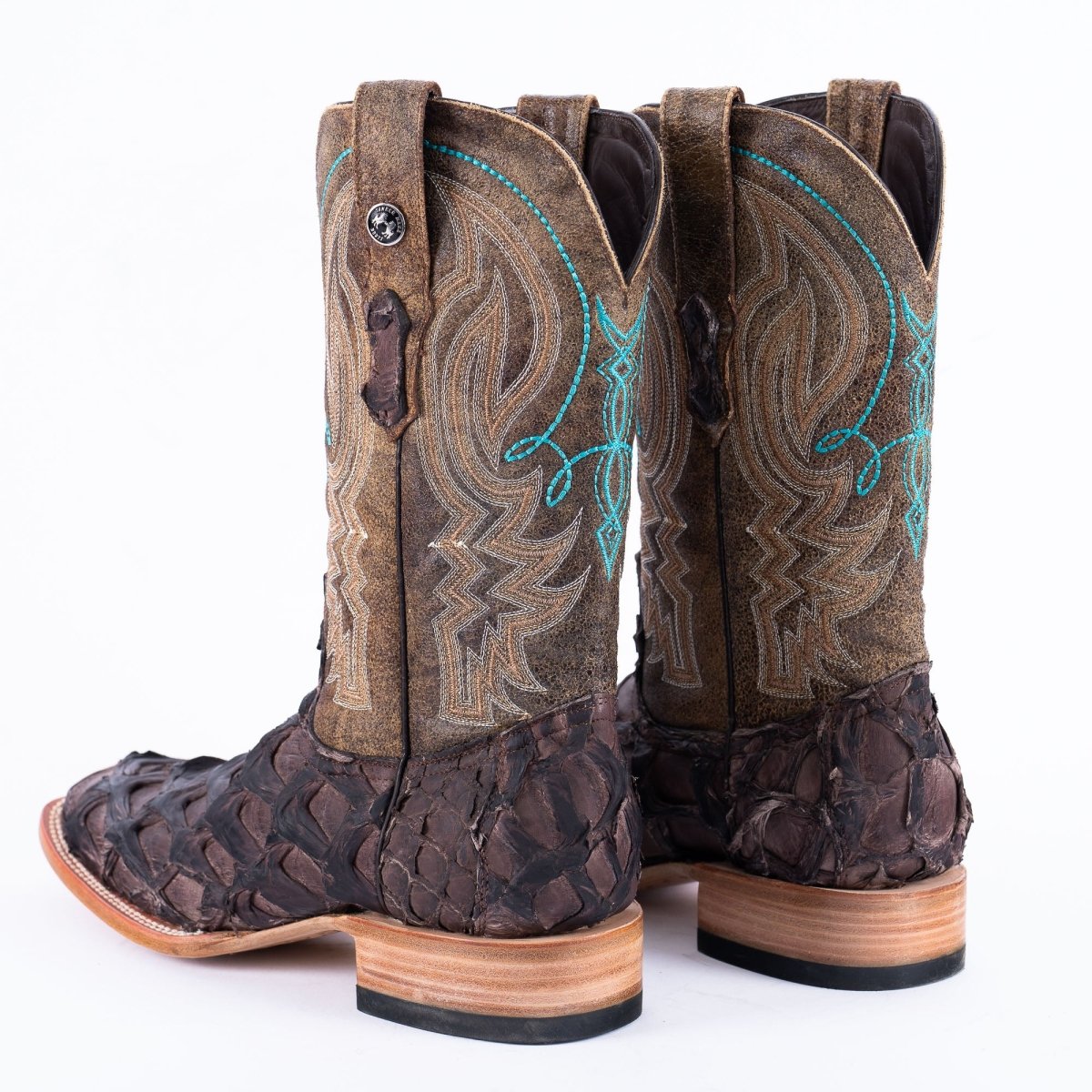 TANNER MARK MEN'S EXOTIC LEATHER Fish Puse Tabacco Cowboy Boots - Rancho Sementalvariable