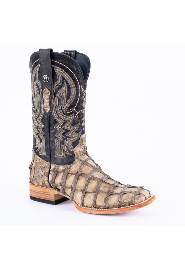 TANNER MARK MEN'S EXOTIC LEATHER Fish Sand Dune Cowboy Boots - Rancho Sementalvariable