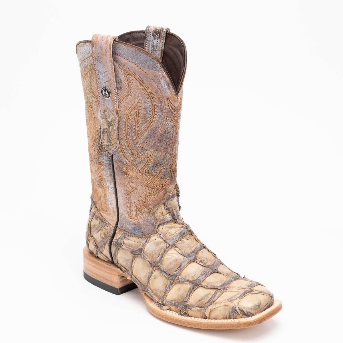 TANNER MARK MEN'S EXOTIC LEATHER Fish Sand Dune Shine Cowboy Boots - Rancho Sementalvariable