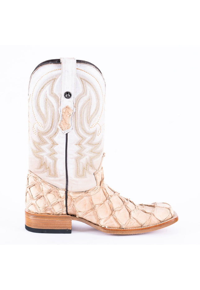TANNER MARK MEN'S EXOTIC LEATHER Fish Sand Glued Matte Cowboy Boots - Rancho Sementalvariable