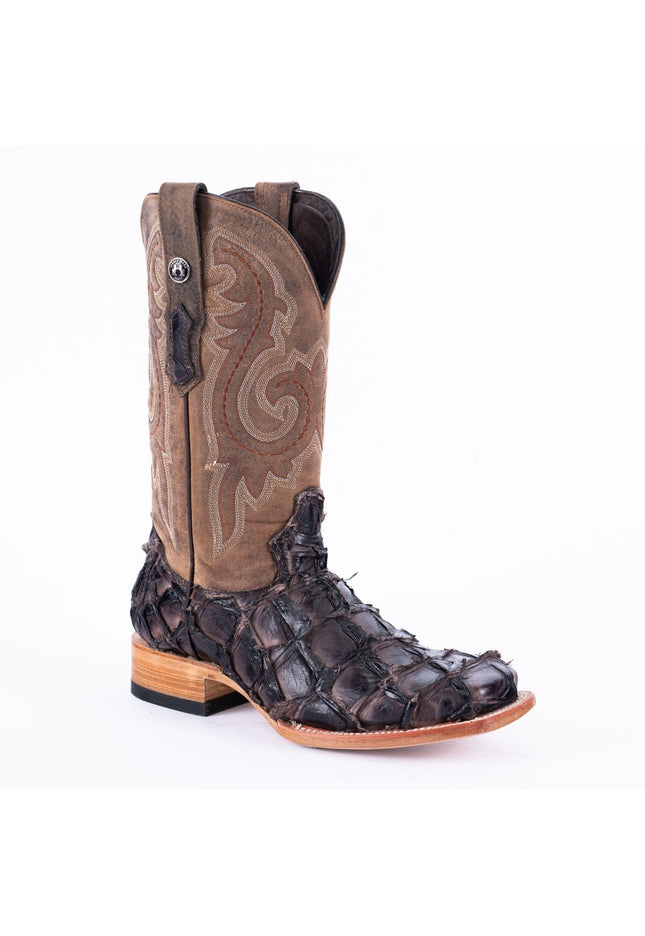 TANNER MARK MEN'S EXOTIC LEATHER Fish Tabacco Shine Cowboy Boots - Rancho Sementalvariable