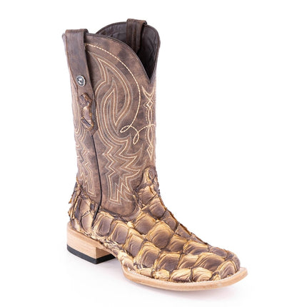 TANNER MARK MEN'S EXOTIC LEATHER Fish Toast Beige Cowboy Boots - Rancho Sementalvariable