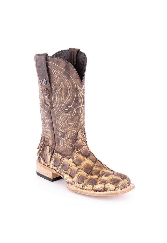 TANNER MARK MEN'S EXOTIC LEATHER Fish Toast Beige Cowboy Boots - Rancho Sementalvariable
