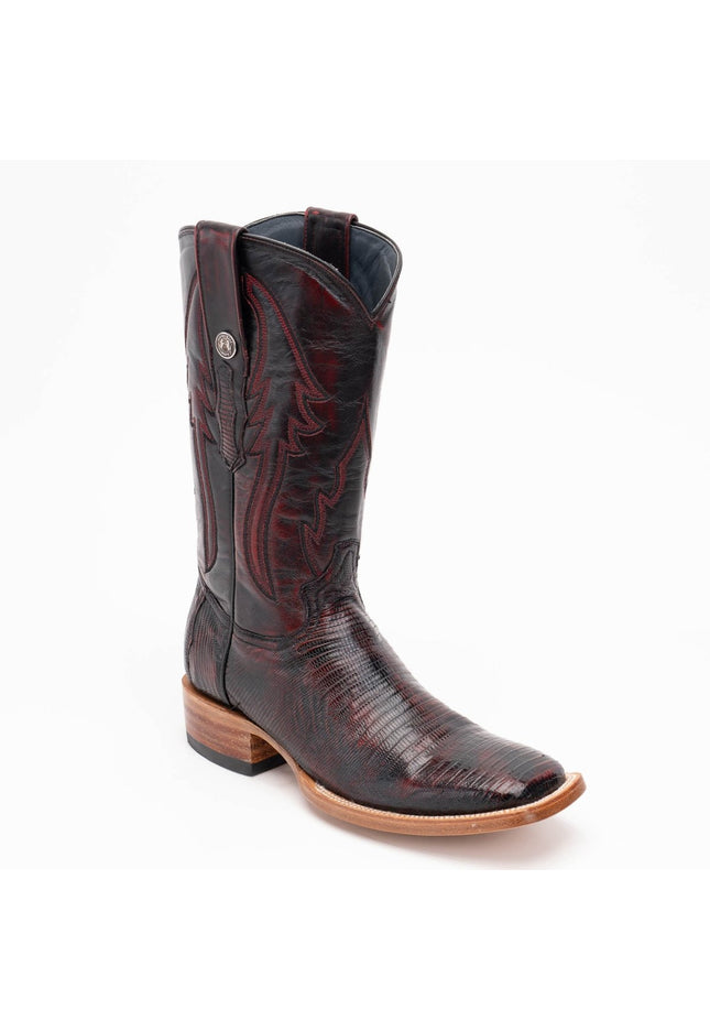 TANNER MARK MEN'S EXOTIC LEATHER Lizard Black Cherry Cowboy Boots - Rancho Sementalvariable