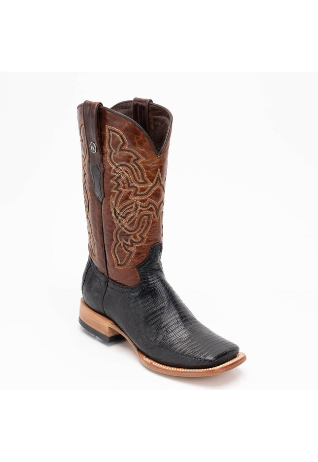 TANNER MARK MEN'S EXOTIC LEATHER Lizard Black Cowboy Boots EE - WIDE - Rancho Sementalvariable