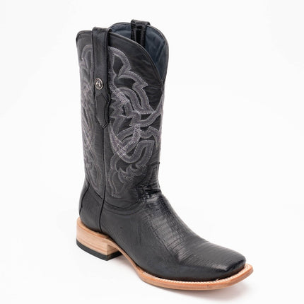 TANNER MARK MEN'S EXOTIC LEATHER Lizard Black Cowboy Boots - Rancho Sementalvariable