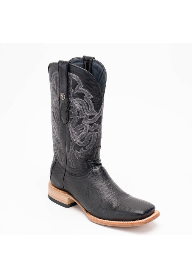 TANNER MARK MEN'S EXOTIC LEATHER Lizard Black Cowboy Boots - Rancho Sementalvariable