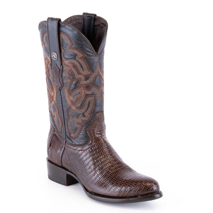 TANNER MARK MEN'S EXOTIC LEATHER Lizard Teju Brown Cowboy Boots - Rancho Sementalvariable