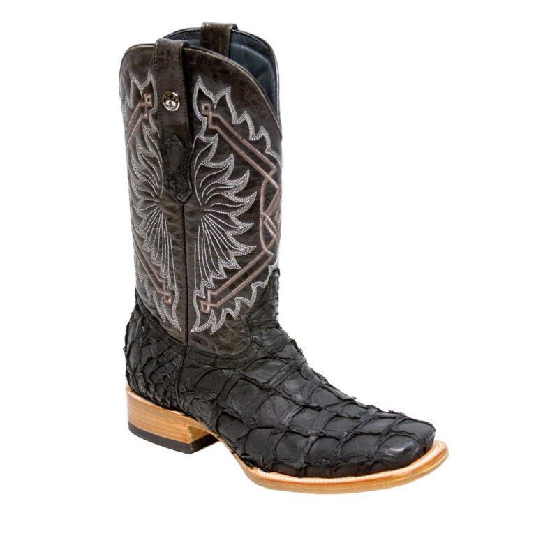 TANNER MARK MEN S EXOTIC LEATHER Matte Monster Fish Black Western Boot