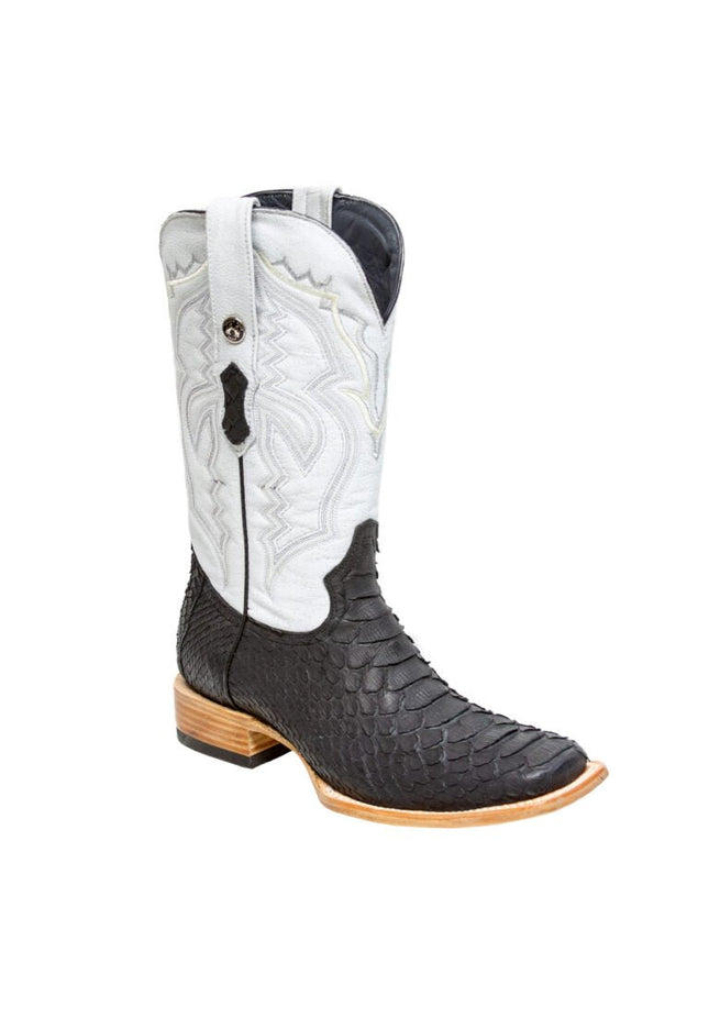 TANNER MARK MEN'S EXOTIC LEATHER Matte Python Black Western Boots with Montana Ice Top - Rancho Sementalvariable