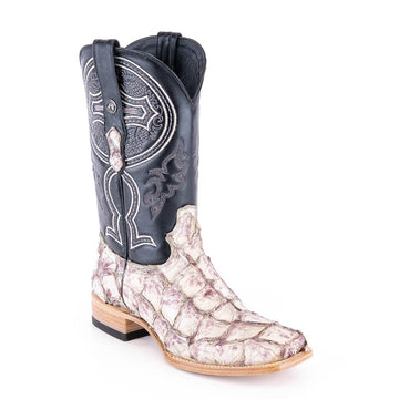 TANNER MARK MEN'S EXOTIC LEATHER Monster Fish Bone Cowboy Boots - Rancho Sementalvariable