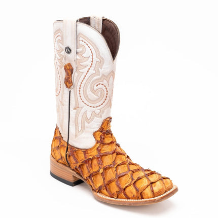 TANNER MARK MEN'S EXOTIC LEATHER Monster Fish Brandy Cognac Cowboy Boots - Rancho Sementalvariable