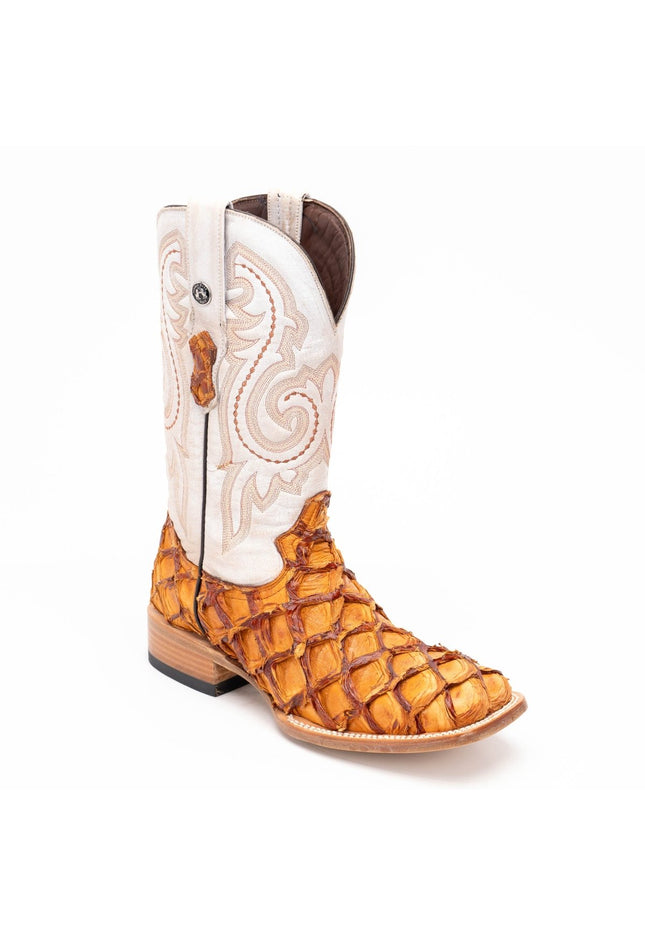TANNER MARK MEN'S EXOTIC LEATHER Monster Fish Brandy Cognac Cowboy Boots - Rancho Sementalvariable
