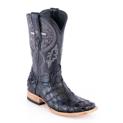 TANNER MARK MEN'S EXOTIC LEATHER Monster Fish Classic Black Cowboy Boots - Rancho Sementalvariable
