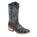 TANNER MARK MEN'S EXOTIC LEATHER Monster Fish Classic Black Western Boots With Kabul Black Top - Rancho Sementalvariable