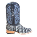 TANNER MARK MEN'S EXOTIC LEATHER Monster Fish Mockingbird Grey Cowboy Boots EE - WIDE - Rancho Sementalvariable