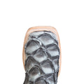 TANNER MARK MEN'S EXOTIC LEATHER Monster Fish Mockingbird Grey Cowboy Boots EE - WIDE - Rancho Sementalvariable