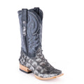 TANNER MARK MEN'S EXOTIC LEATHER Monster Fish Mockingbird Grey Cowboy Boots EE - WIDE - Rancho Sementalvariable