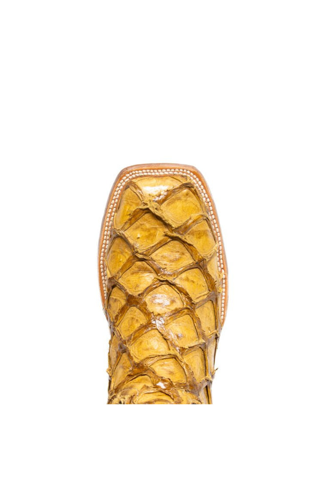 TANNER MARK MEN'S EXOTIC LEATHER Monster Fish Orix Western Boots With Kabul Brown Top - Rancho Sementalvariable