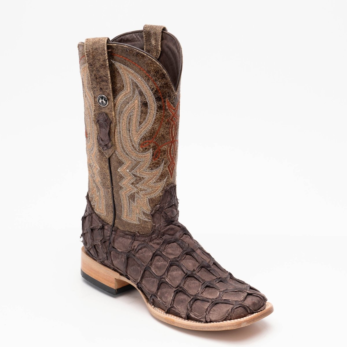 TANNER MARK MEN'S EXOTIC LEATHER Monster Fish Puse Tabacco Matte Cowboy Boots EE - WIDE - Rancho Sementalvariable