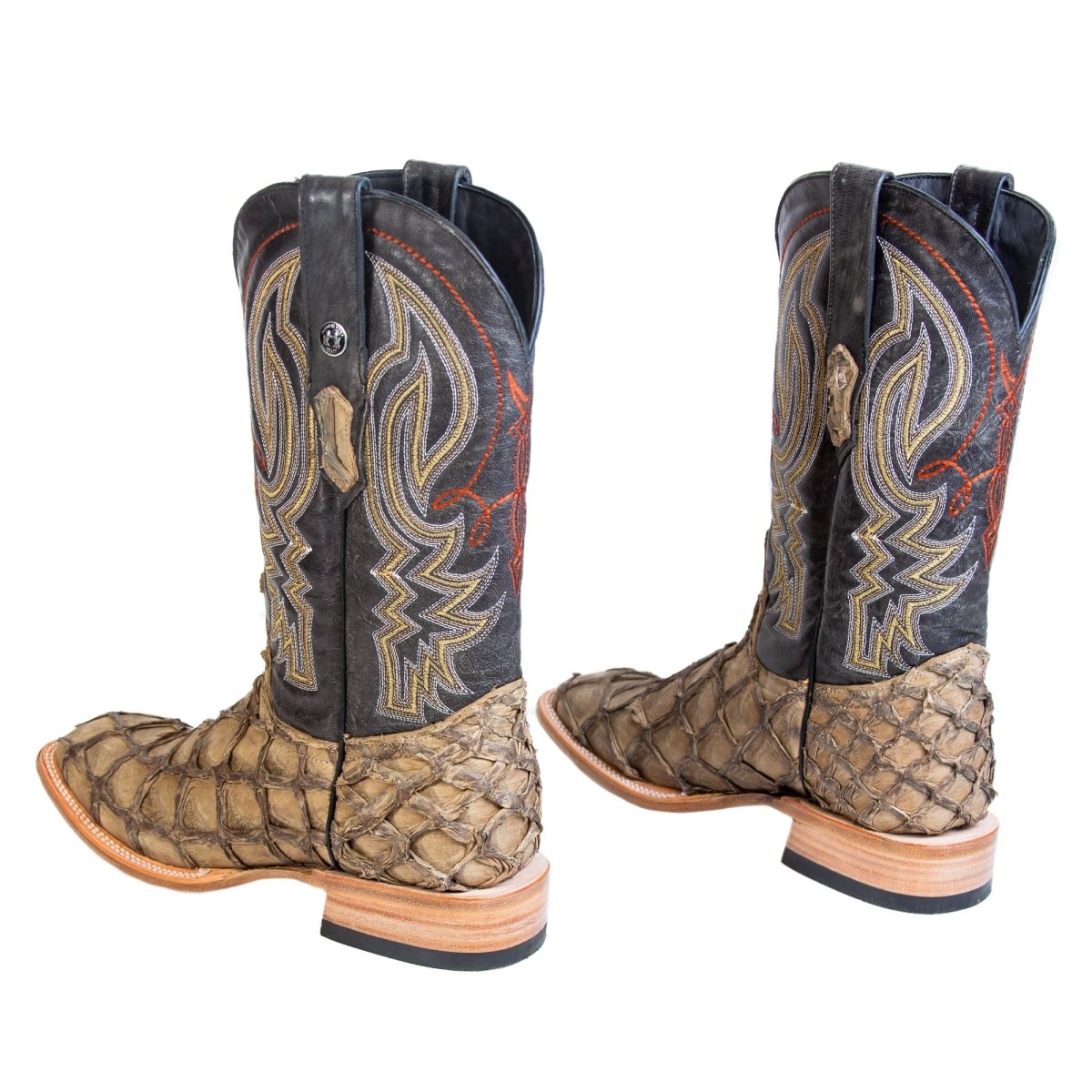 TANNER MARK MEN'S EXOTIC LEATHER Monster Fish Sand Dune Cowboy Boots EE - WIDE - Rancho Sementalvariable