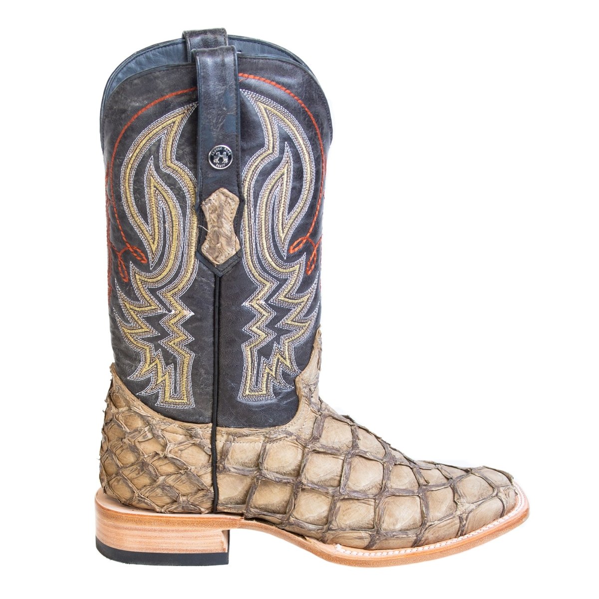 TANNER MARK MEN'S EXOTIC LEATHER Monster Fish Sand Dune Cowboy Boots EE - WIDE - Rancho Sementalvariable