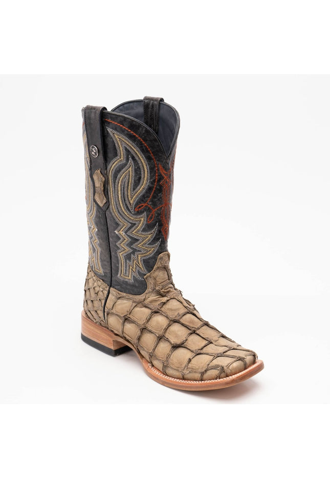 TANNER MARK MEN'S EXOTIC LEATHER Monster Fish Sand Dune Cowboy Boots EE - WIDE - Rancho Sementalvariable